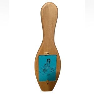 Vintage Wooden Bowling Pin 3” X 5” Photo Frame Wood Picture Holder Unique Decor